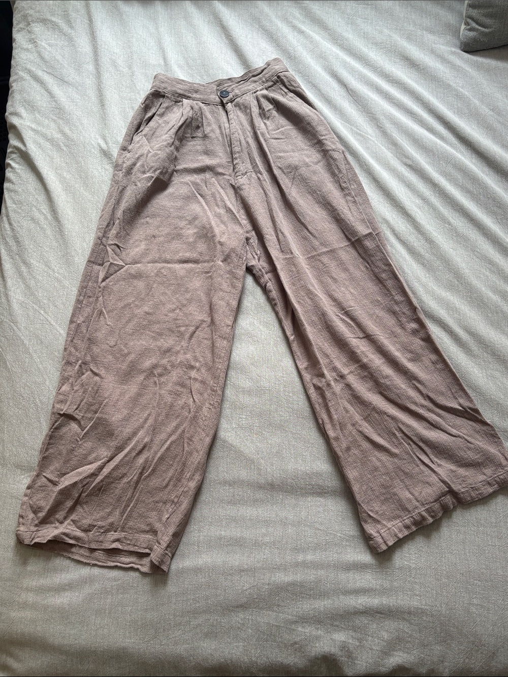 Women’s Wide-Leg Linen Blend Pants - Taupe